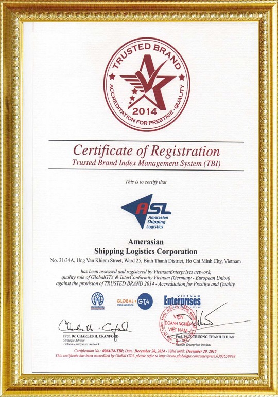 Certificate of Customer Choice Brand 2014