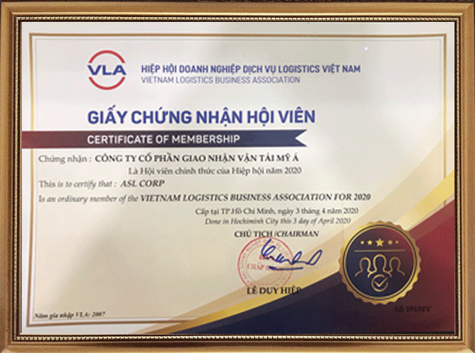 Certificate Of Membership VLA 2020