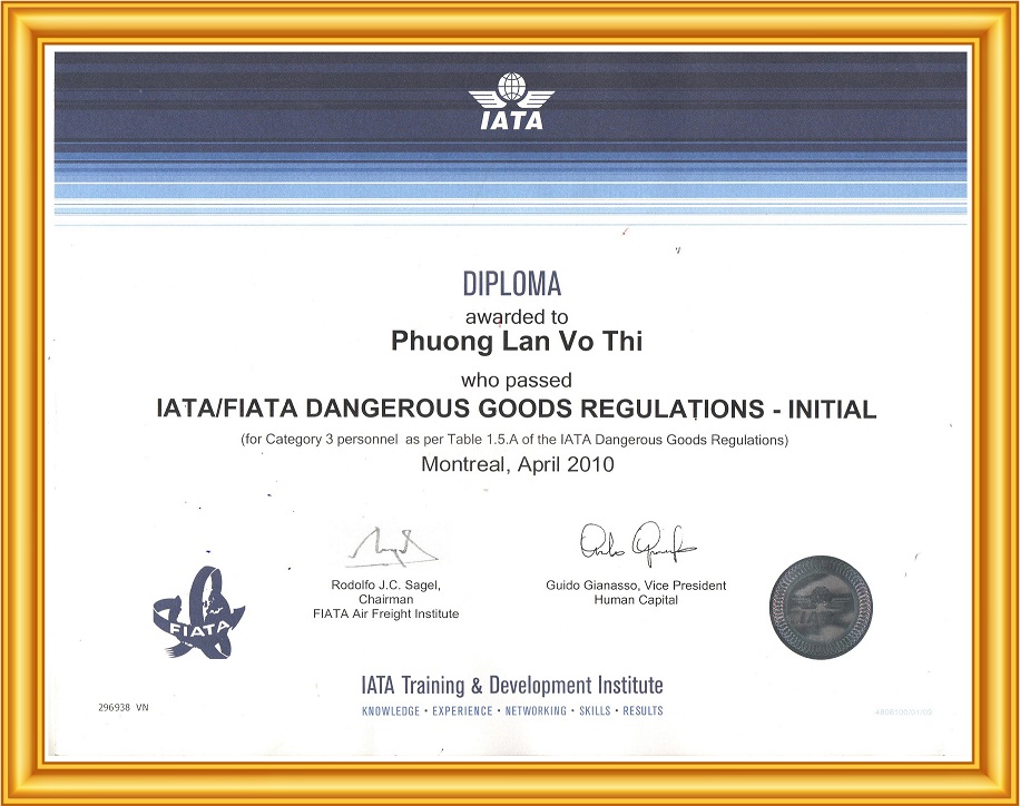 Member of IATA Certificate