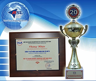 Chứng nhận Top 20 Doanh nghiệp Logistics Việt Nam 2015