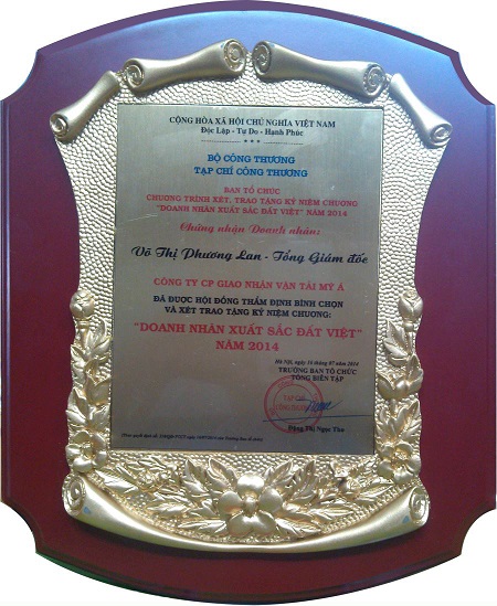 Certificate excellent businessman Vietnam