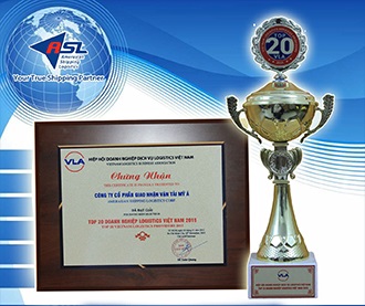 Certificate of Top 20 Vietnam Leading Logistics 2015